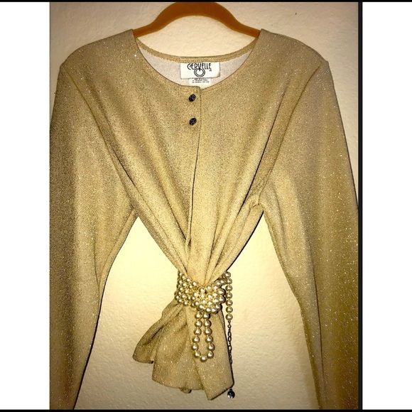 Cervelle Sweaters - LUREX GOLD CARDIGAN